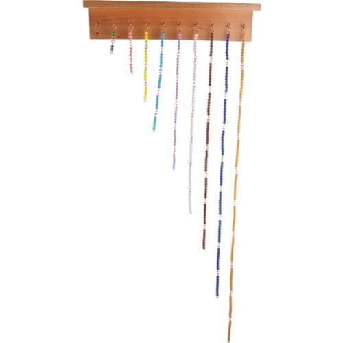 Montessori Materials Wooden Wall frame W/ Short Bead Chain Linear & Skip Counting Learning Tools Early Educational Toys for Kids