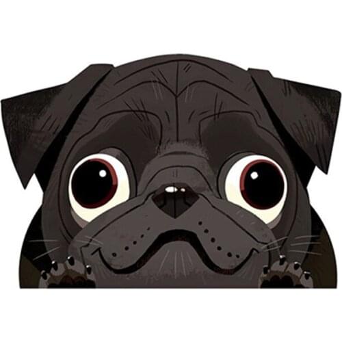 Fuzhen Boutique Decals Exterior Accessories Black Pug Vinyl Decal Cartoon Animal Car Sticker Window Bumper Decor Waterproof PVC