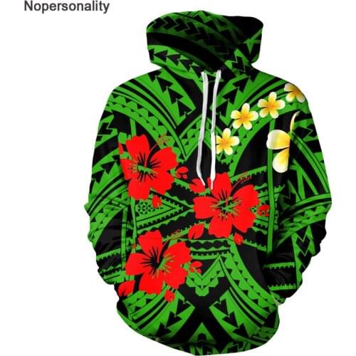 Nopersonality Polynesian Hawaiian Hibiscus Plumeria Print Streetwear Hip Hop Hoodies Teenagers Hoodies Autumn Oversize Pullover
