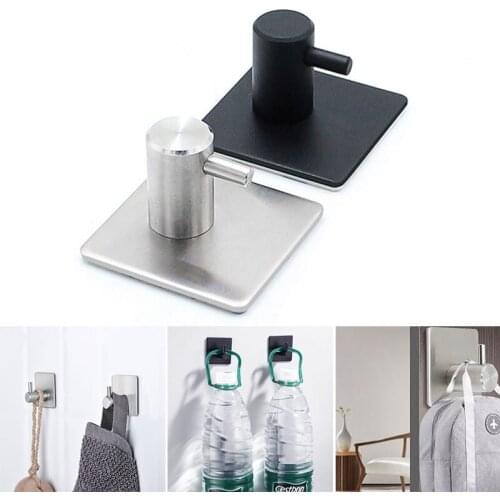 1PC Durable Aluminum Door Hook Self Adhesive Home Wall Door Hook Portable Clothes Hange Bags Key Rack Kitchen Towel Hanger