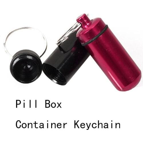 Small Aluminum Survival Pill Medicine Capsules Containers Box with Keychain HY99