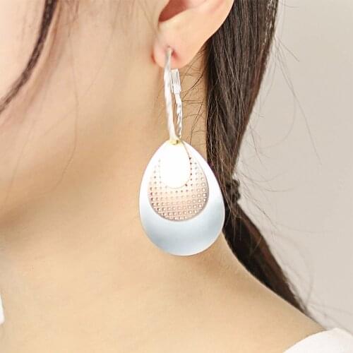 MANILAI Brand Silver Color Copper Hoop Earrings Geometric Alloy Pendants Fashion Jewelry Statement Earrings For Women Punk