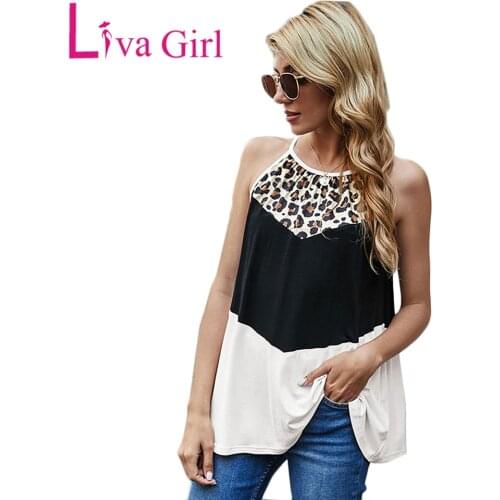 LIVA GIRL Casual Leopard Print Stitching Tank Woman 2021 Summer Loose Sleeveless Vest Clothes Female Oversize Tshirt Ladies Tops