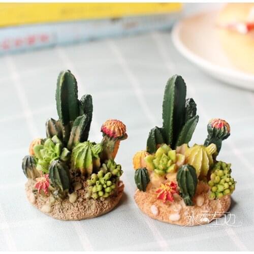 Micro Landscape Resin Crafts Room Decoration Succulents DIY Artificial Flower Cactus Puppy Decorative Sculpture Miniature Model