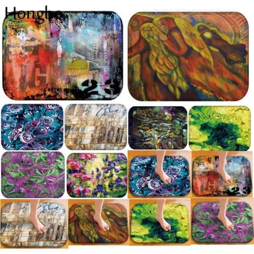 Hongbo Fashion Home Anti-skid Doormat Painting Pattern Bedroom Floor Bath Mat Kitchen Bathroom Outdoor Rug Carpet Floor Decor