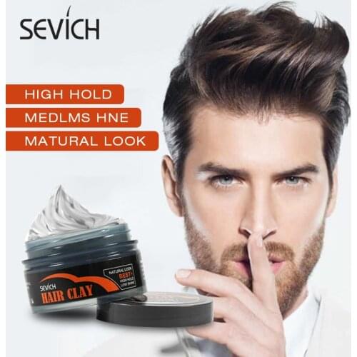 Sevich Men Strong Hold Hair Clay Long Lasting Stereotype Hair Wax Matte Finish Molding Hair Cream Hair Styling Clay Mud 100g