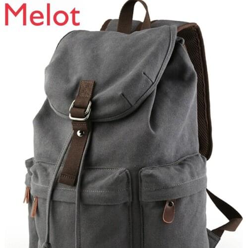 Retro Mens Canvas Backpack High School and College Student Schoolbag Trendy Casual Large Capacity Travel Bag Backpack Mens Bag
