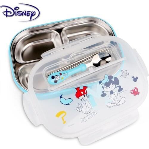 Disney Childrens Plate Bowl Spoon Men and Women Stainless Steel Separate Dish Meal Tray Safe Cutlery Set