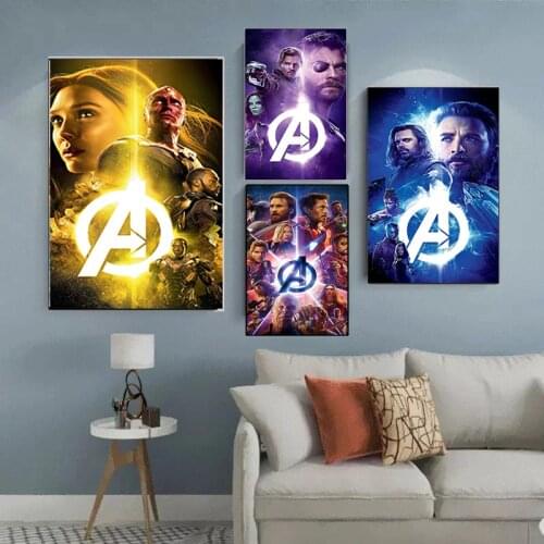 Marvel Avengers Superhero Canvas Painting Anime Iron Man Hulk Wall Art Home Decoration Print Picture Posters For Kids Room Decor