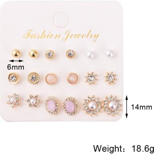 Stud Earrings Set Korean Small Earrings Mixed Geometric Pearl Earring Set for Women Girls Earings Fashion Jewelry 2021