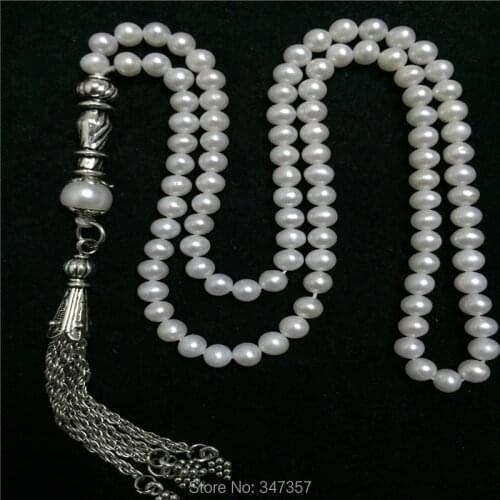 Natural 101beads Fresh Water Pearl 4mm beads Alloy Accessories Prayer beads Rosary Islamic Muslim Tasbih Allah free shipping
