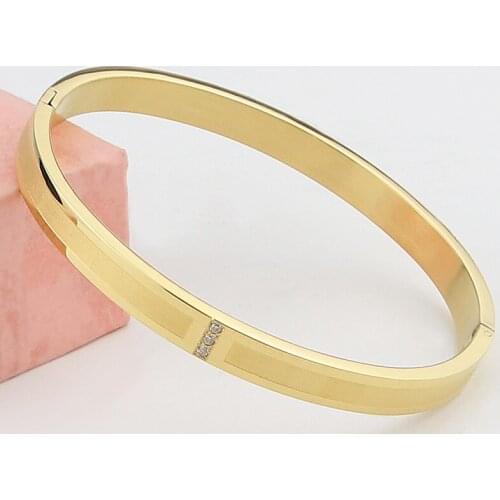 New Fashion Hot Sale Frosted CNC Cubic Zirconia Bangle Womans Bangle Stainless Steel Bangle for Woman Jewelry Gift