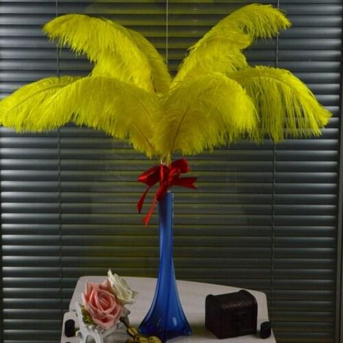 5pcs Yellow 20-22 Inch 50-55 CM Frist-Grade Ostrich Feather for DIY Jewelry Craft Making
