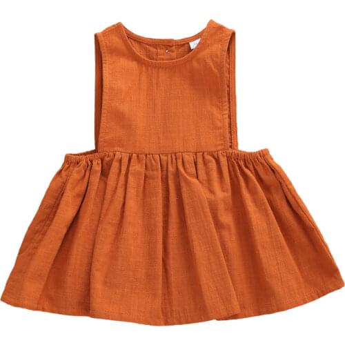 Girls Dress 2020 Lovely Infant Baby Girls Dress 6 Colors Solid Sleeveless Button A-Line Mini Sundress 0-24M