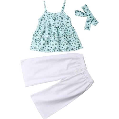 Pudcoco Toddle Kids Baby Girls Outfit Cotton Set Spring Tops Floral T-shirt + Solid Pants Set Toddler Clothes Outfits