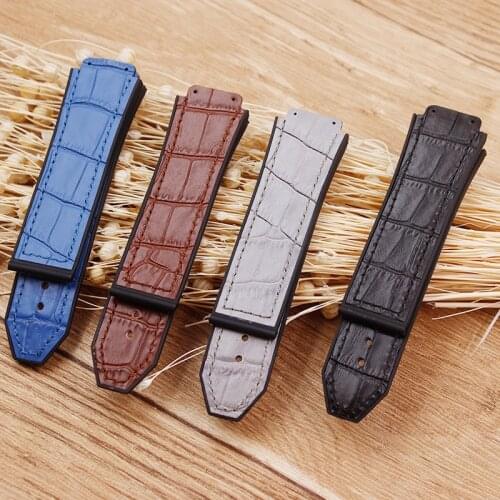 Watch Accessories High Quality Leather 25* mm 19mm Rubber Strap Butterfly Buckle For Hublot Strap Mens Womens Watch Strap