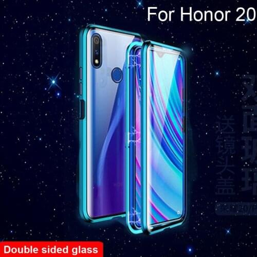 Luxury Magnetic Adsorption Case For Huawei Honor 20 Metal Frame Doubl Sided Glass Cover Honor20 Protective Phone Case Shell