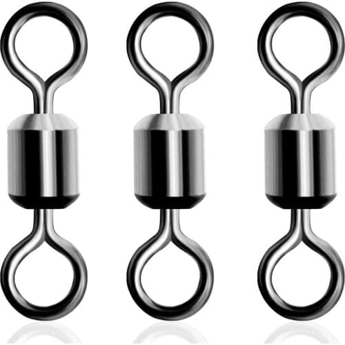 50Pcs Rolling Barrel Fishing Swivel Black Nickle Fishing Hook Line Connector Fishing Tackle Accessories 30LB To 335LB