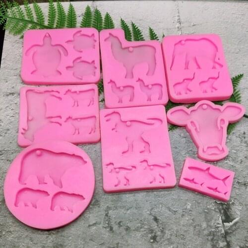 Animal series liquid silicone biscuit mold cake baking mold chocolate fondant mold hand pendant mold