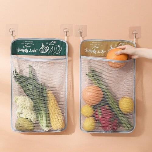 Vegetable Fruit Net Bag with Big Mouth Design Hanging Type Reasonable Capacity Kitchen Storage Baskets Home Organization Bags
