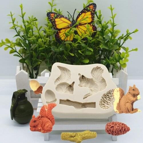 Cute Squirrel Pine Cone Silicone Mold Kitchen Resin Baking Tool DIY Cake Pastry Fondant Moulds Chocolate Dessert Lace Decoration