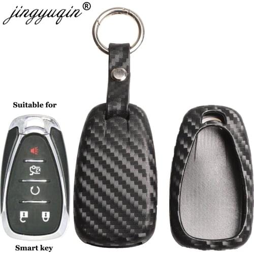 Jingyuqin Silicone Cover For Chevrolet Cruze Spark Camaro Equinox Volt Bolt Trax Malibu 2016-2018 Carbon 3/4/5B Car Key Case Fob