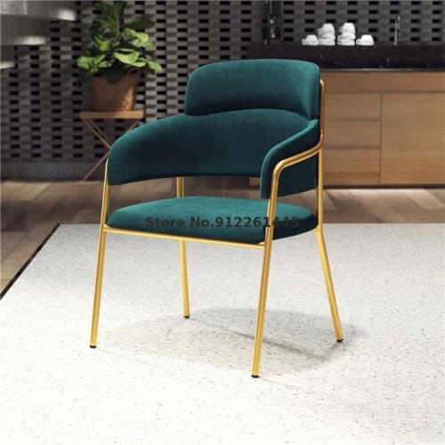 Nordic X modern light luxury dining chair household flannel backrest bedroom ins makeup chair leisure reception negotiation tabl