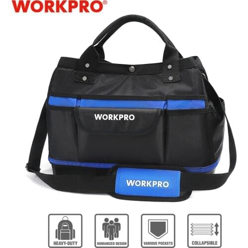 WORKPRO Tool Bag 15" Heavy Duty Tool Storage Bag Large Capacity Tool Organizer Multi Bag With 13 External Pockets Tool Kits