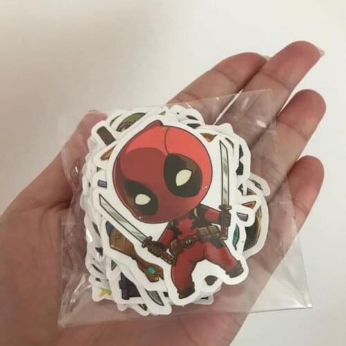 50pcs Cartoon Marvel Spiderman Deadpool Stickers Waterproof Sticker Luggage Skateboard Guitar Laptop Stikers Kid Toy
