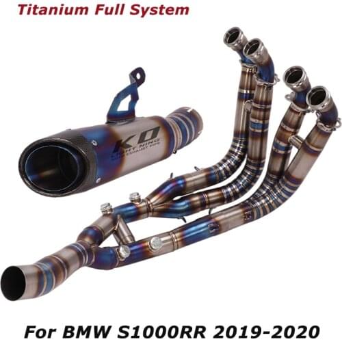 For BMW S1000RR 2019-2020 Whole System Titanium Blue Motorcycle Exhaust Tips Escape Tail Pipe Front Header Link Pipe
