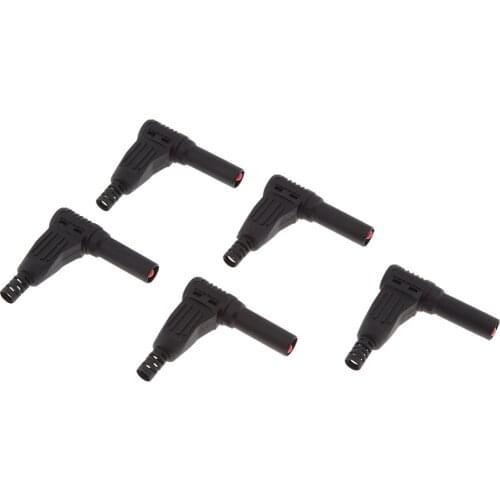 10Pieces 4mm Banana Plug Right Angle Terminal Connector for Multimeter Pen Line, Red & Black High Quality