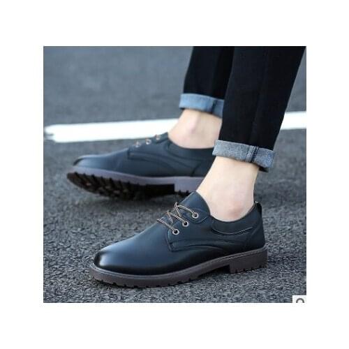 2017 High Quality Leather Dress Shoes new Style Business Wedding Formal Flats Black Shoes For Men SIZE 38-47