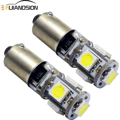 2x BA9S BAX9S H6W 433 434 BAY9S H21W 5SMD 5050 Bulbs 1.8W LED Side Light Driving Lamps DRL Canbus Non-polarity 12V