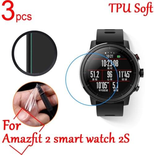 3pcs Ultra Clear TPU Soft LCD Full Screen Protector cover For Xiaomi Huami Amazfit 1/2 2S Smart sports Watch Protective Film