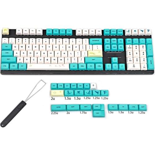 4 Seasons Spring Design 130 Keys ZDA Profile PBT Keycaps For Cherry Mx Switch Mechanical Gaming Keyboard White Blue Key Caps