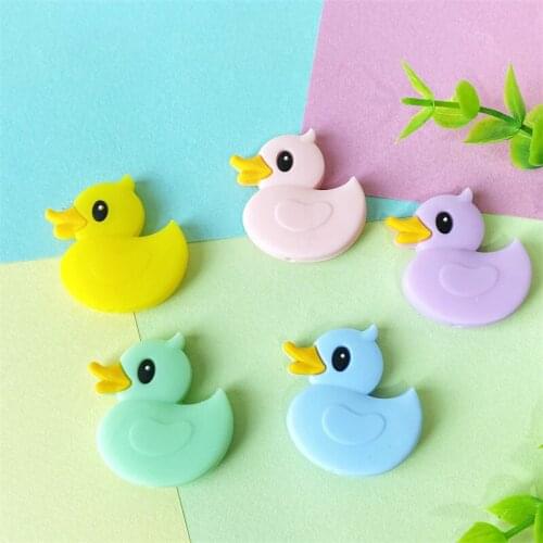 50/100/200pcs Silicone Teether Beads Cartoon Duck Shaped For DIY Baby Necklace Pendant Bracelet Accessories