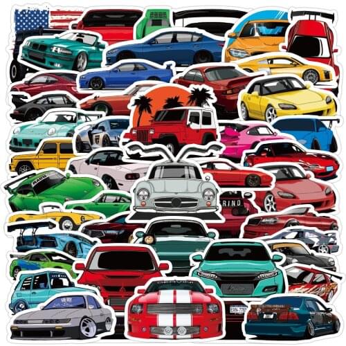 50/100Pcs Toy Car Model Graffiti Sticker DIY Baby Chilrens Classic Toy Bike Travel Luggage Guitar Waterproof PVC Decals