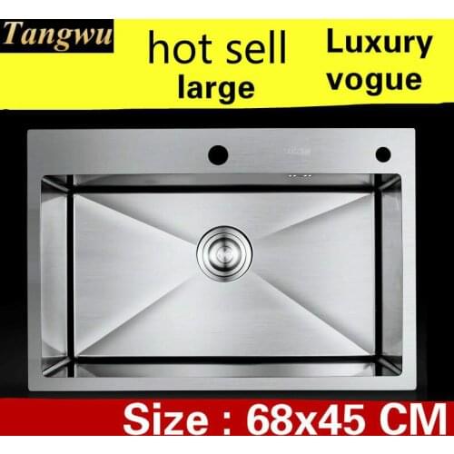 Free shipping Apartment large kitchen manual sink single trough multifunction vogue 304 stainless steel hot sell 68x45 CM