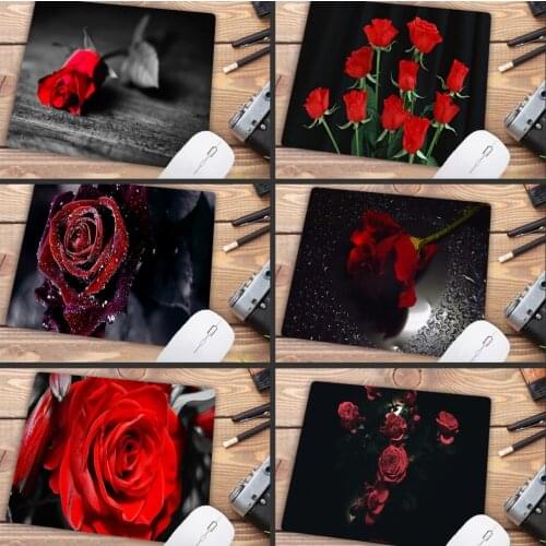 Mairuige Big Promotion Red Roses with Black Customized Laptop Gaming Mouse Pad Size for Size for 180x220x2mm Small Mousepad