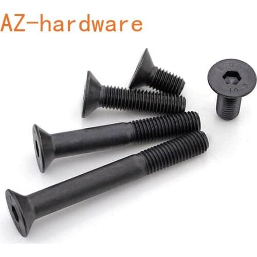 Black Hex socket Flat Head Long Bolts KM DIN79910.9 Level Countersunk Head Hexagon Socket Machine Screw M8 m10 m12 m16 M20 2Pcs