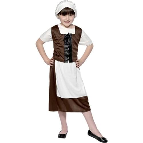 Maid Costume Dress Up Victoria Tudor Poor Girls Dress Halloween costume for Kids Children Medieval Victorian Maid Fancy Dress