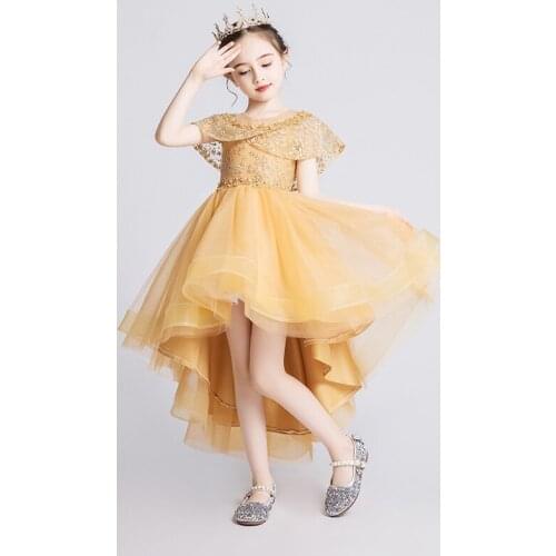Kids Dresses For Girls Clothes Children Princess Party Dress Fashion Asymmetrical Evening Prom Dresses Vestidos 6 Colors 24M-14Y