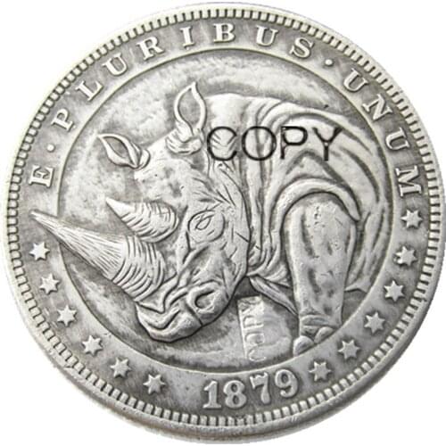 HB(85)US Hobo 1879 Morgan Dollar Skull Zombie Skeleton Silver Plated Copy Coins