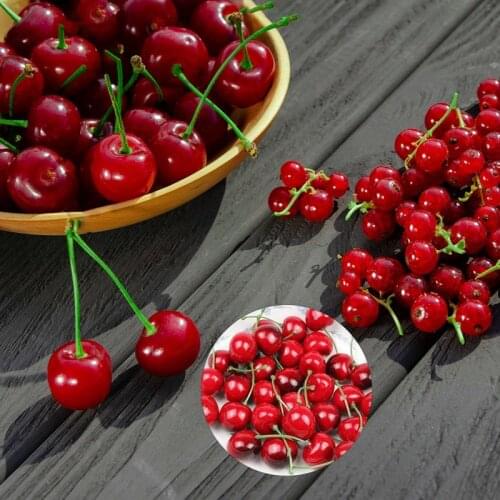 50/100 Pcs Red Artificial Cherry Fruits Fake Fruit Photography For Christmas Festival Kitchen Party Wedding Decoration Ornament