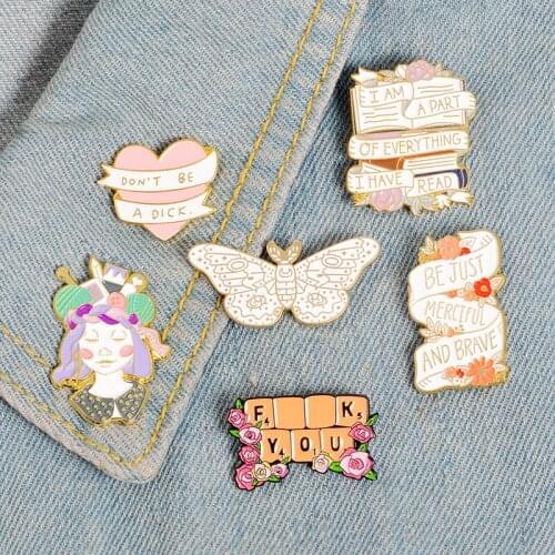 Cute Heart Love Butterfly Flower Enamel Lapel Pins Brooches Letter Girl Badges Fashion Pins Gifts for Friends Pins Wholesale