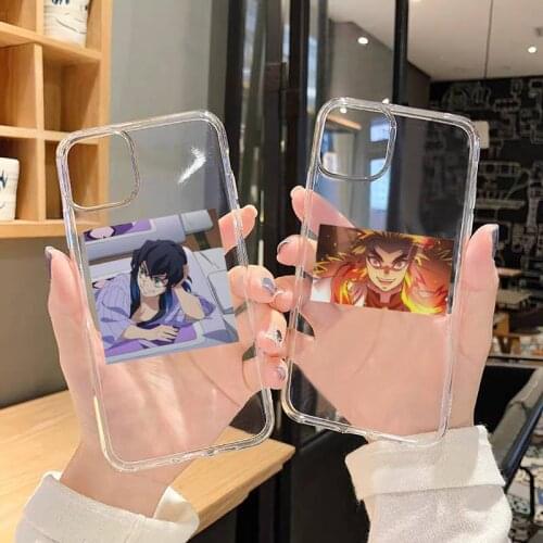 Cute Demon Slayer Japan anime Phone Case Transparent for iPhone 6 7 8 11 12 s mini pro X XS XR MAX Plus SE cover funda shell