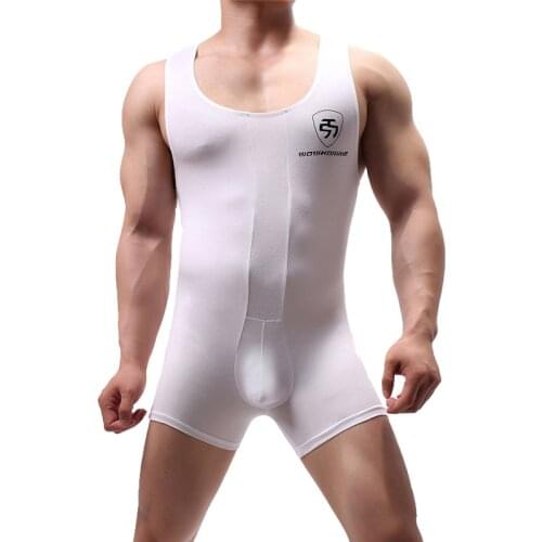 Mens Sexy Undershirts Modal Jumpsuit Male Wrestling Singlet Body Suit Bodybuilding Shaper Gay Lingerie Seamless Bodysuits Shorts