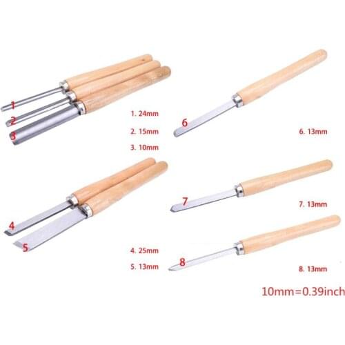 8PCs Wood Carving Knife Lathe Chisel Set Turning Tools Woodworking Gouge Skew Parting Spear Y51B