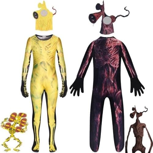 New Kids Siren Head Cosplay Costume with Mask Boys Girls Anime Funny Party Bodysuit Halloween Carnival Fancy Dress Jumpsuits