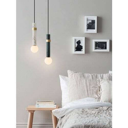 Nordic Bedroom Beside Pendent Lamp Simple Modern New Bar Counter Luxury White Green Marble Washbasin Pendent Lights Lighting